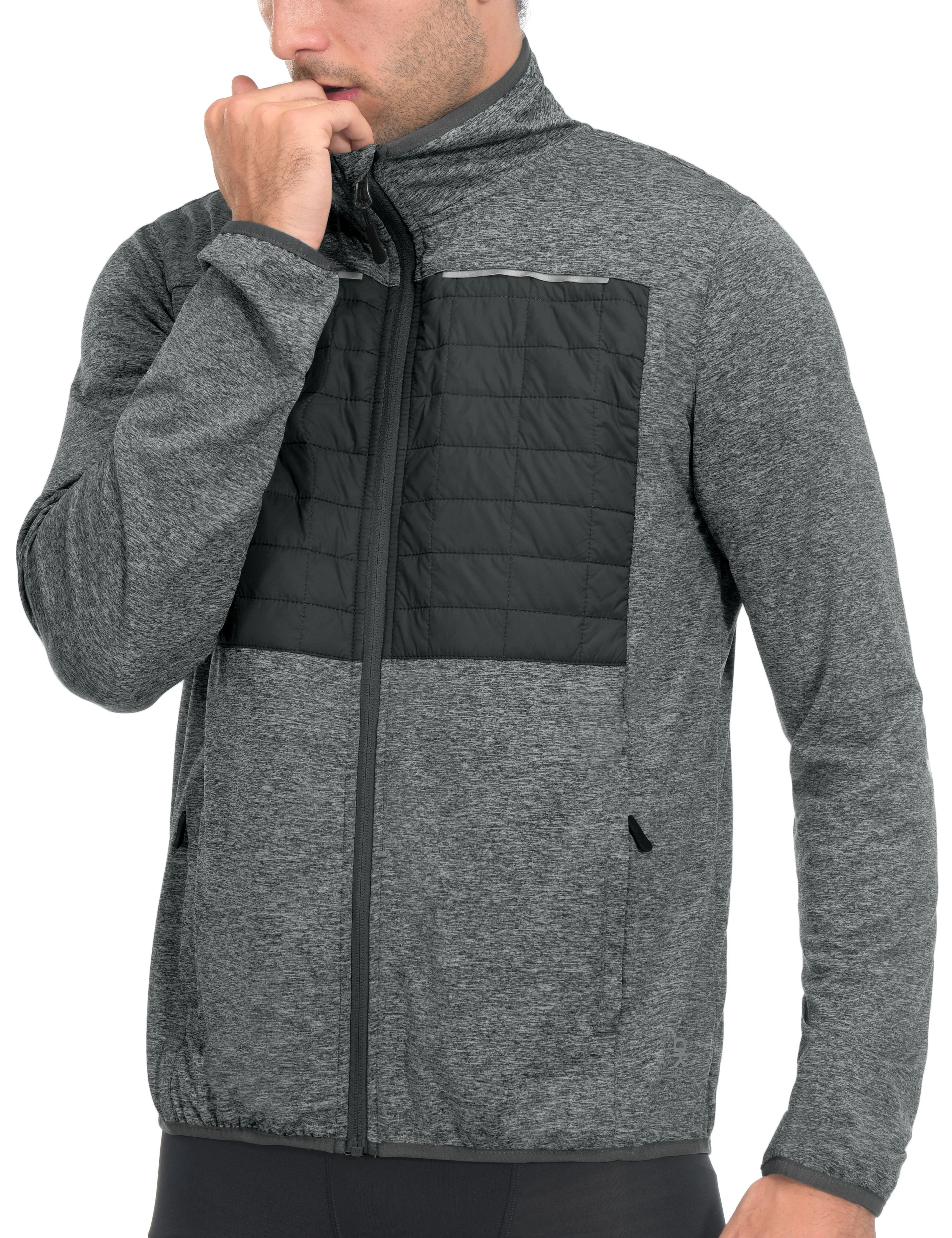 Men's Insulated Full-Zip Running Thermal Hybrid Jacket