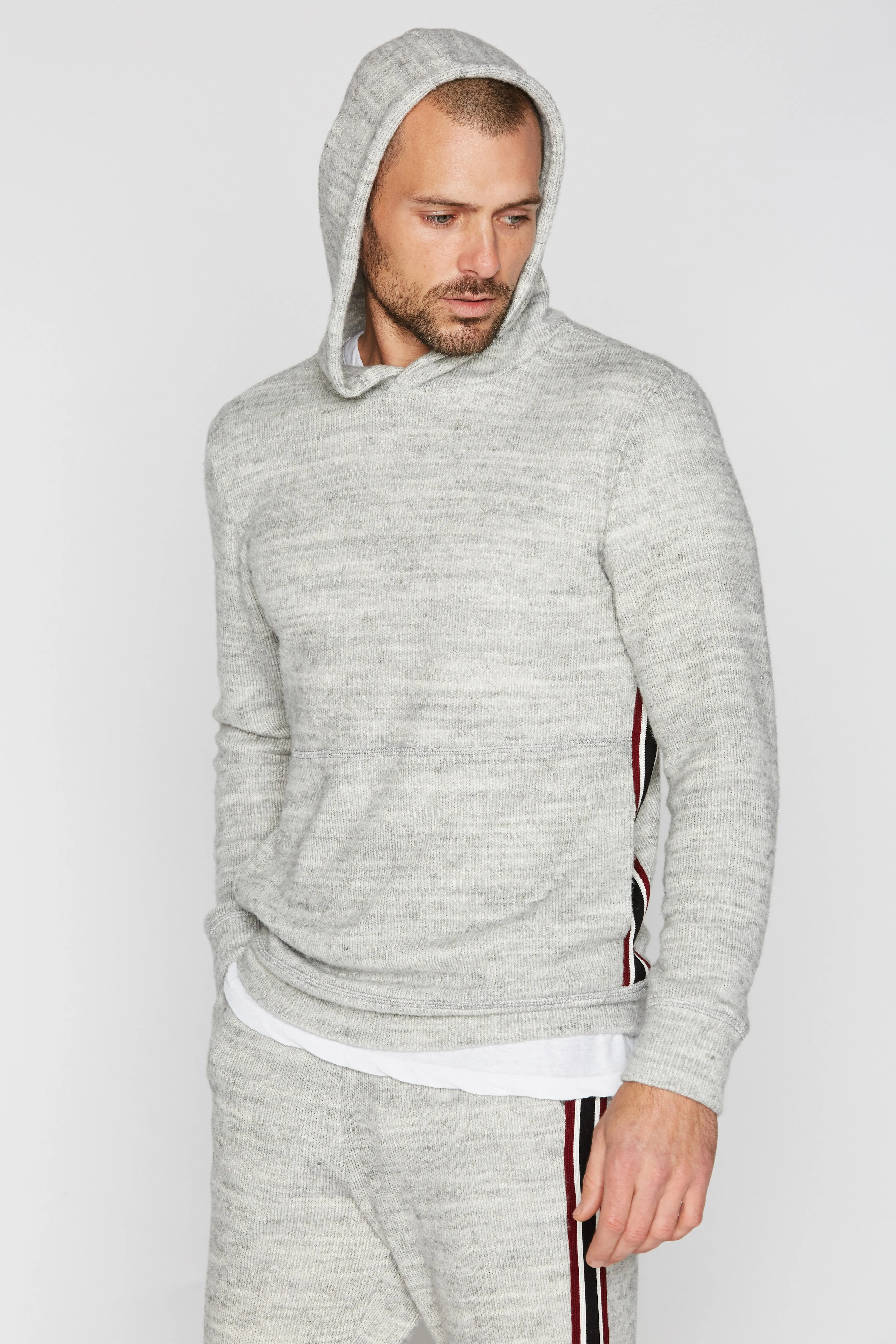 Men's Soft Knit Melange Side Stripe Hoodie