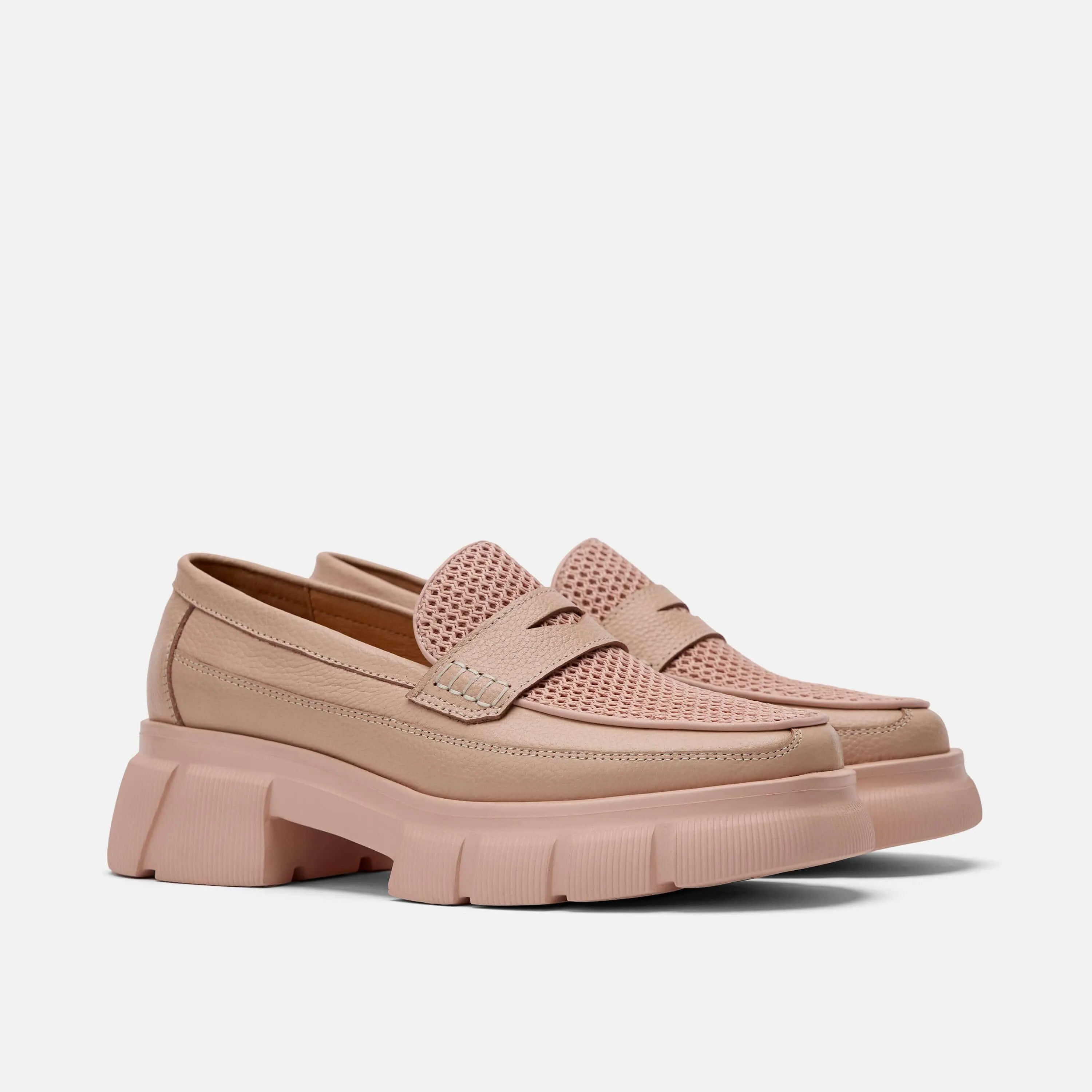 Ms. Calum Blush Leather Penny Loafers