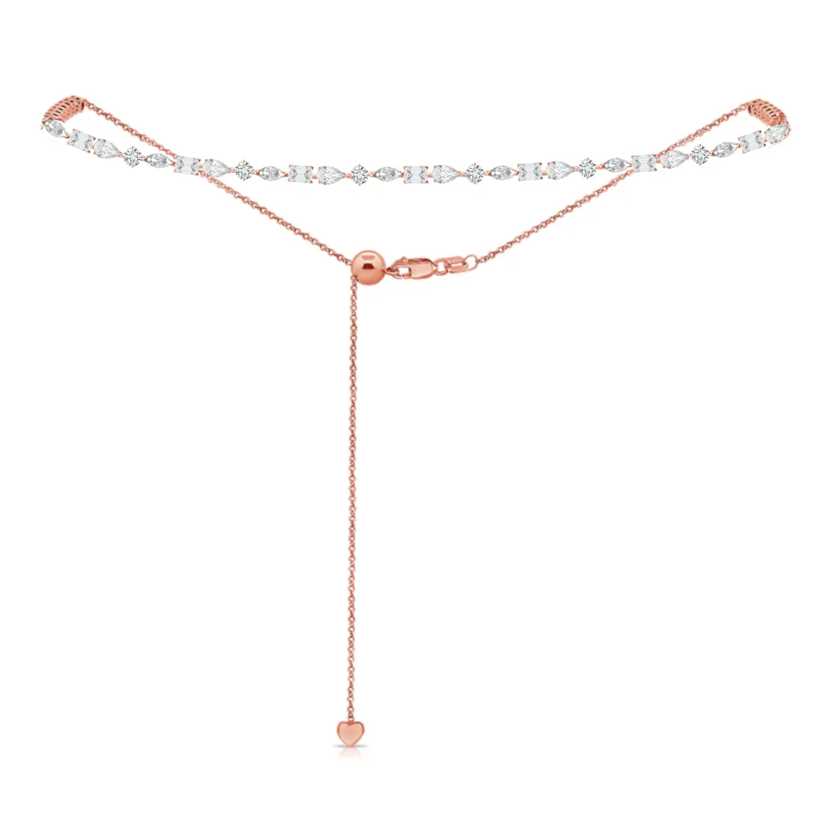 Multishape Halfway Adjustable Bolo Diamond Tennis Choker