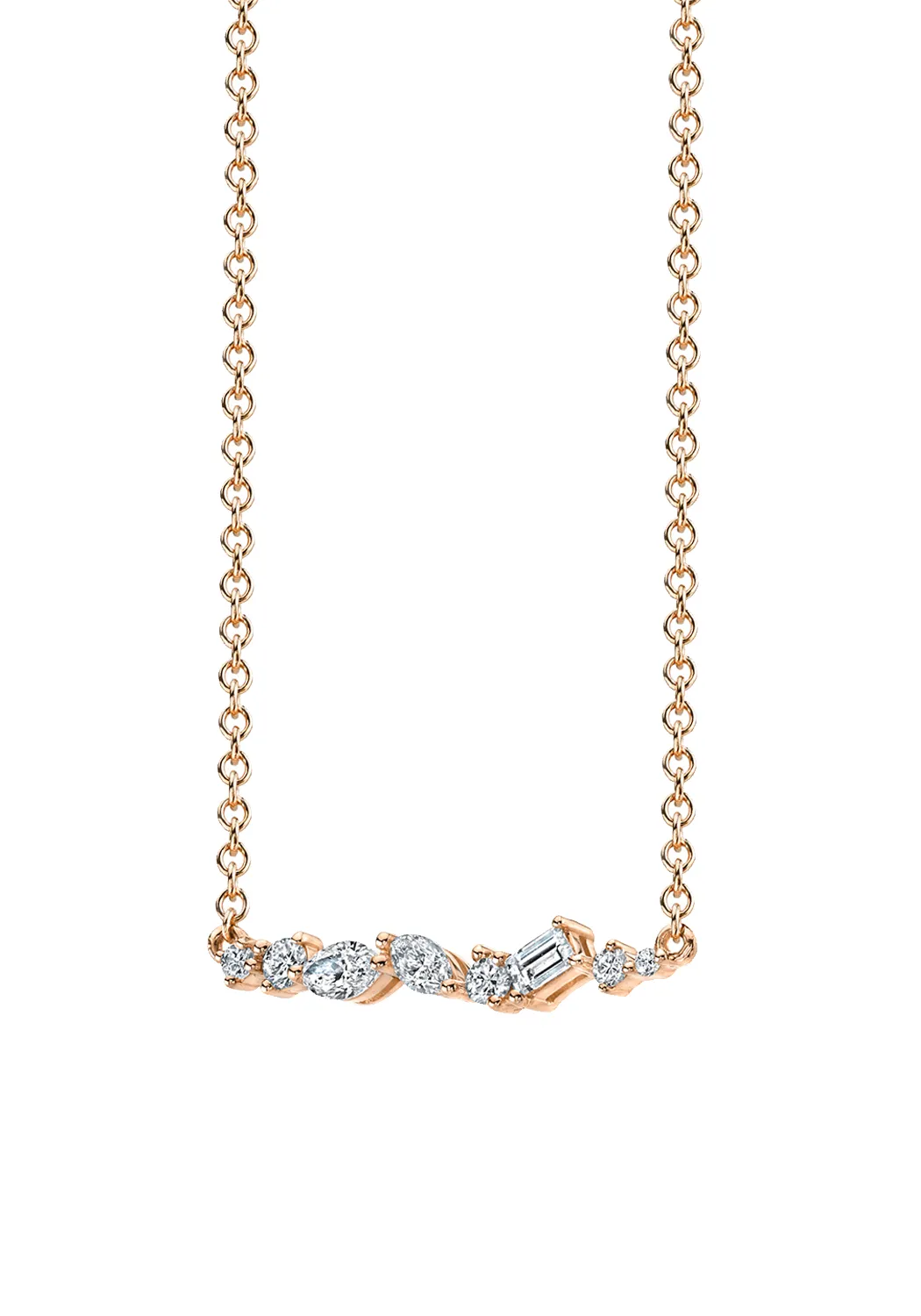 Parade Design 18KRG Asymmetrical 8 Diamond Bar Necklace