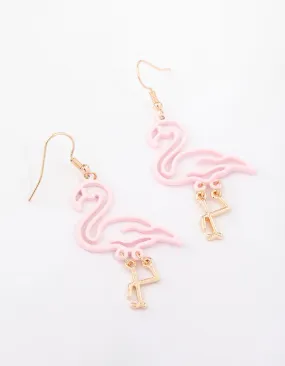 Pink Cut Out Flamingo Drop Earrings