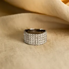 Platinum 1.9 Carat Diamond Pave Wide Band