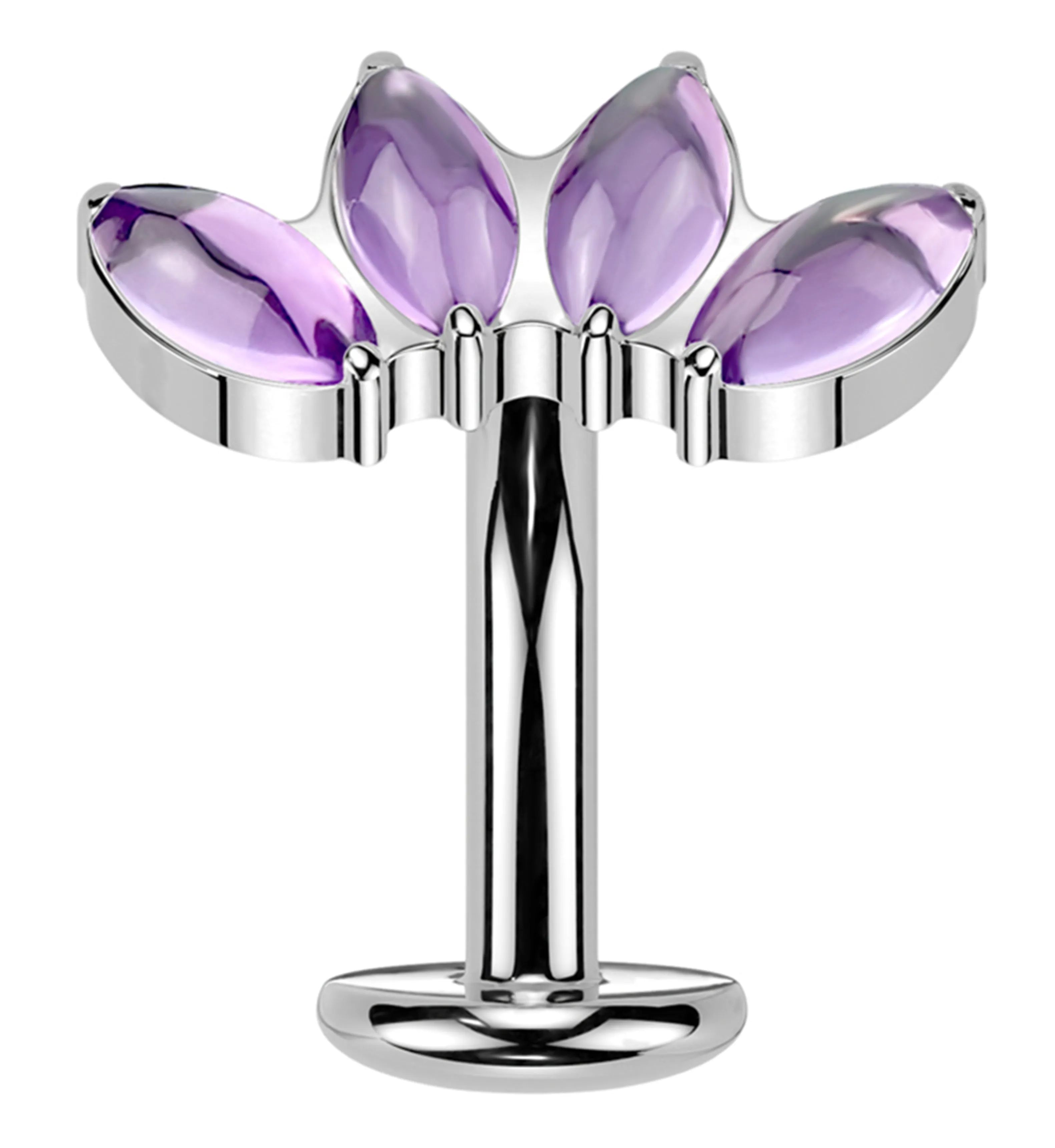 Quartet Amethyst Titanium Threadless Belly Button Ring