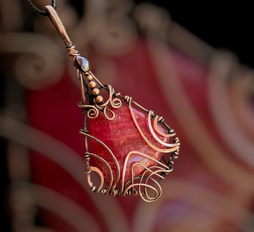 Rhodochrosite Wire Wrapped Pendant