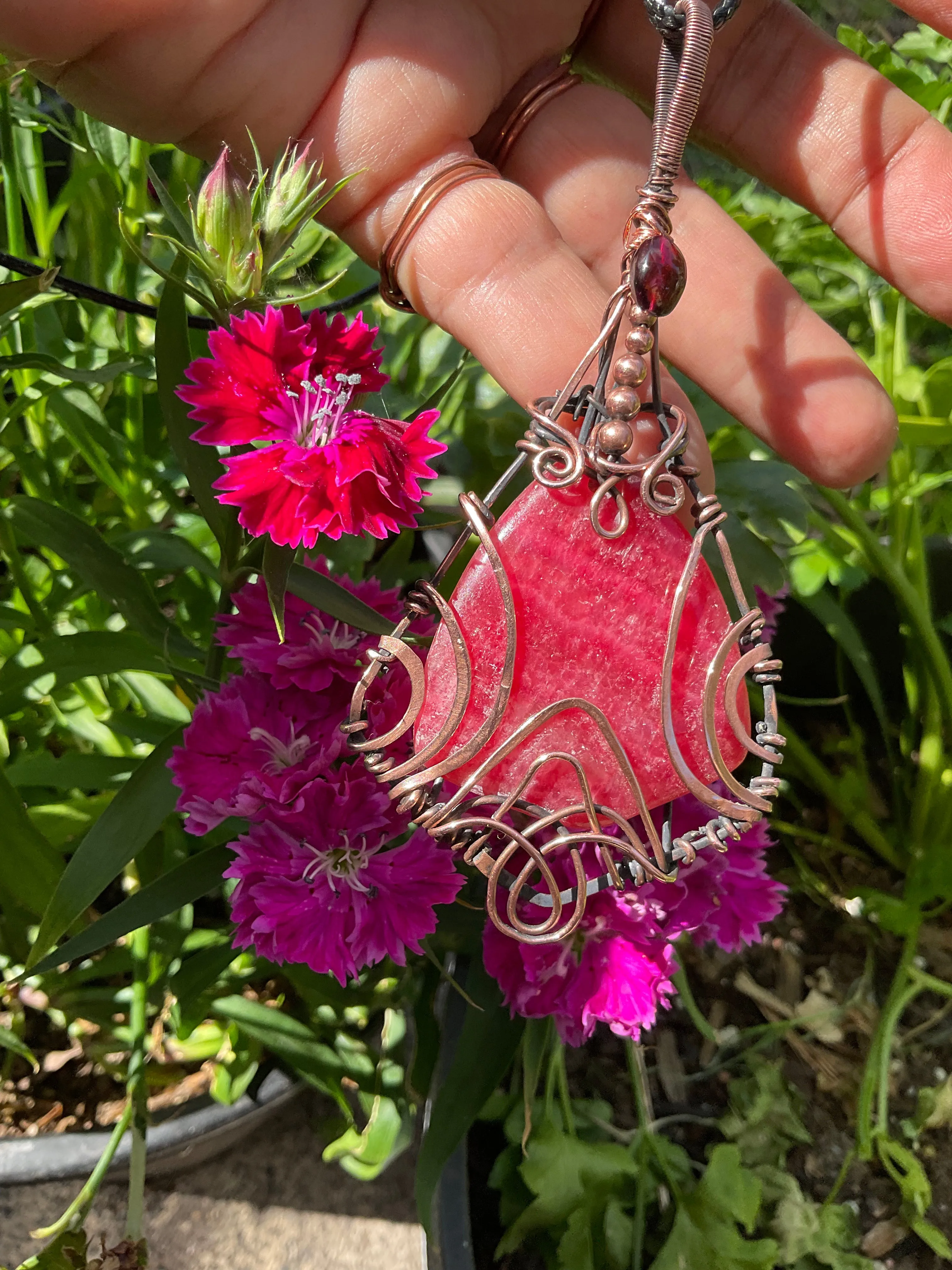 Rhodochrosite Wire Wrapped Pendant