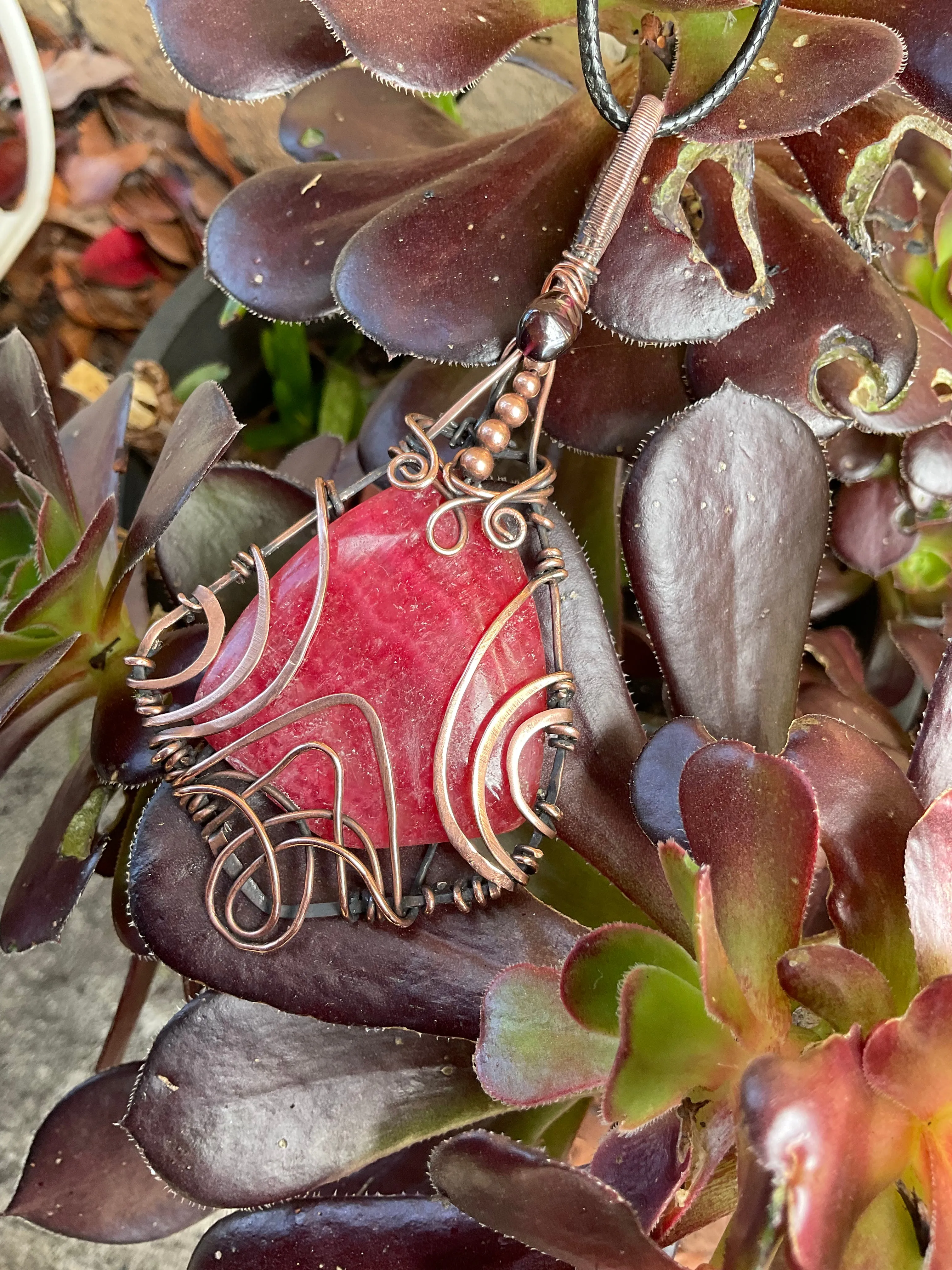 Rhodochrosite Wire Wrapped Pendant