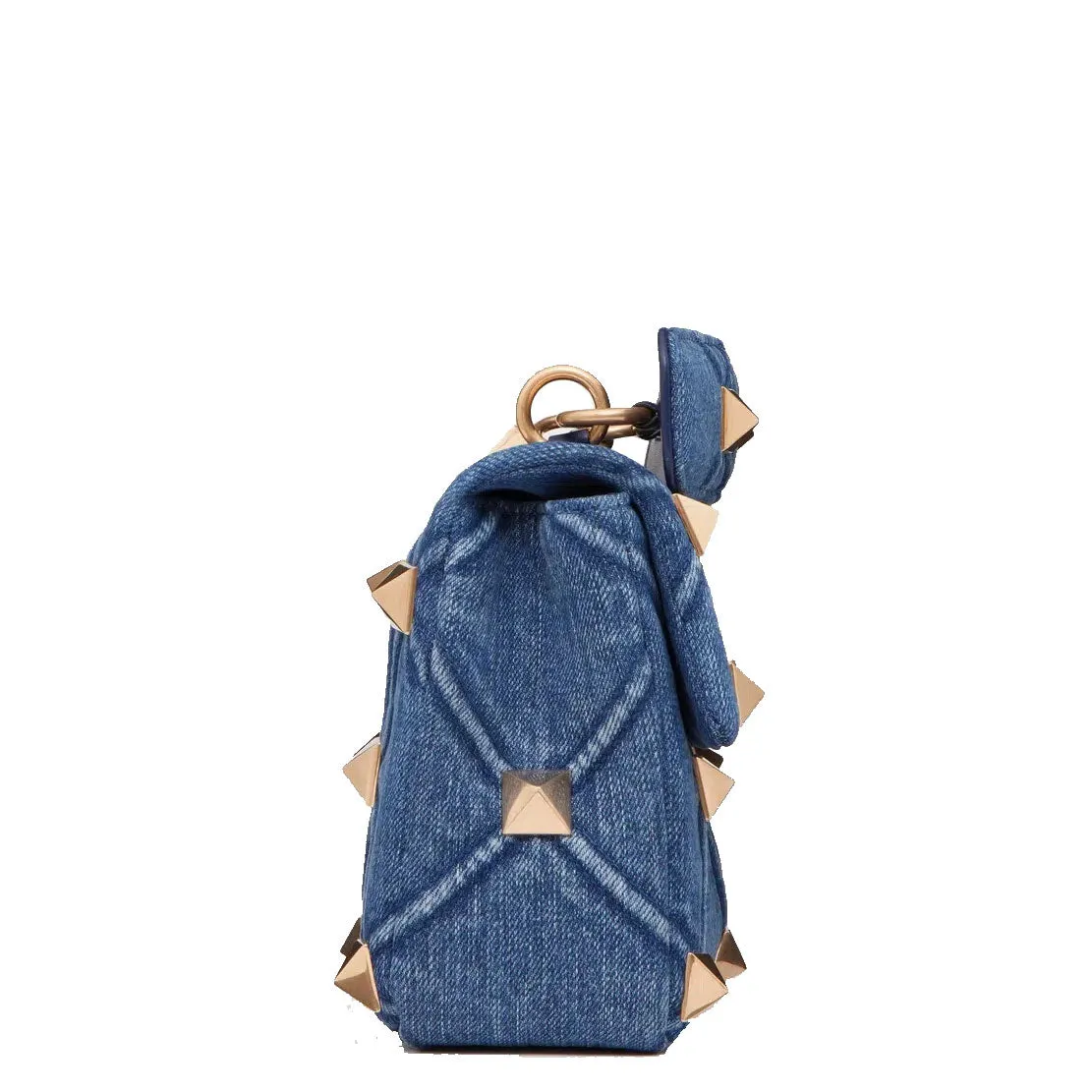 Roman Stud Grained Medium Bag, Denim