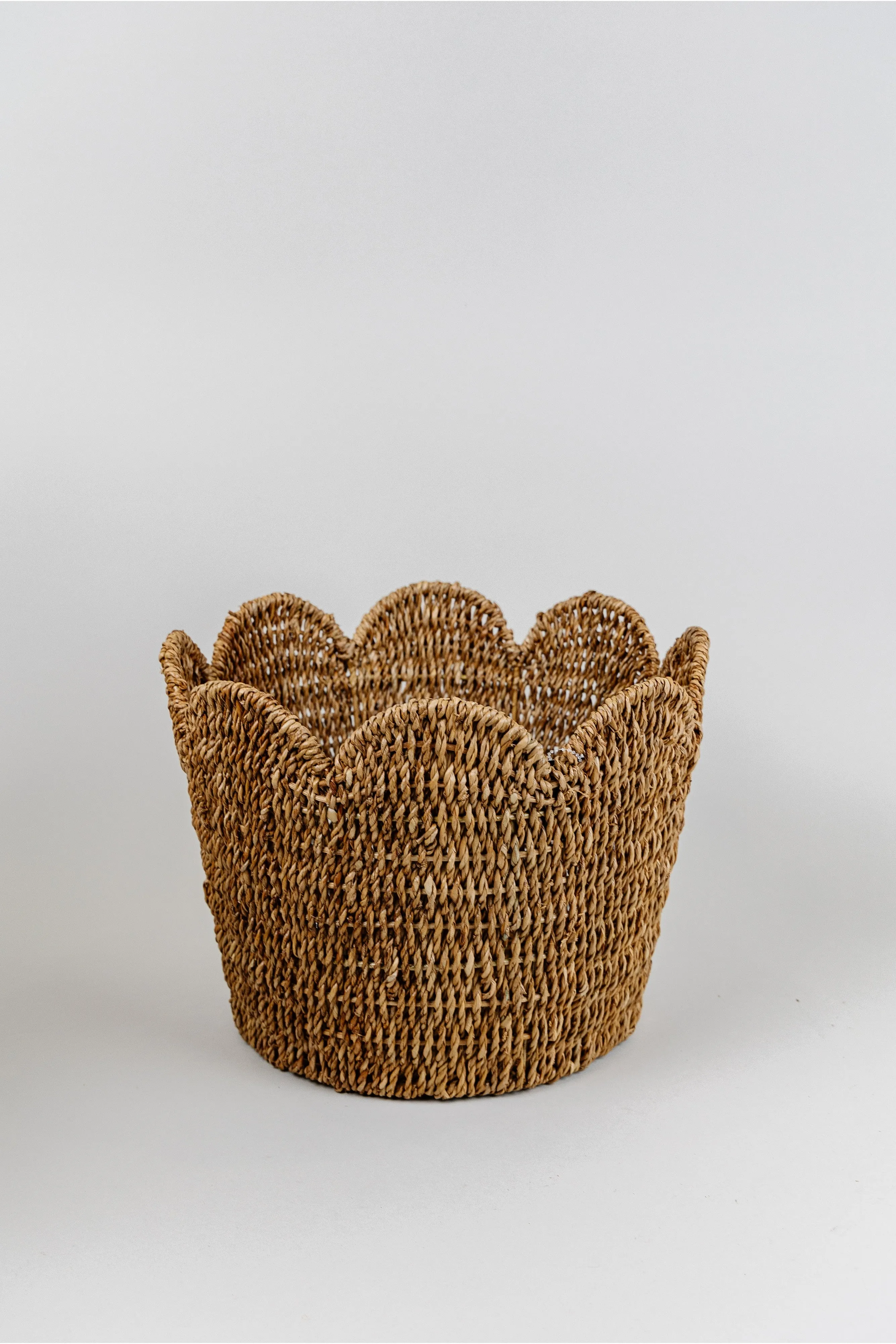 Scalloped Rattan Basket