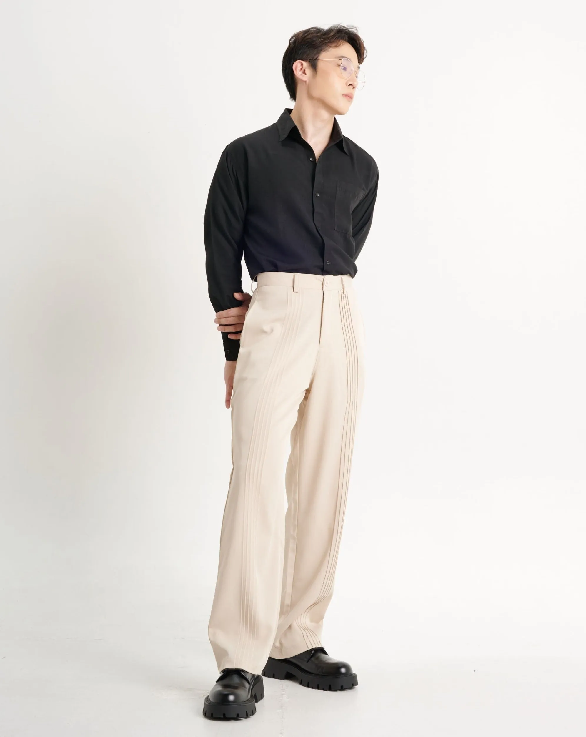 So Neat Pleat detail Korean Baggy Pants