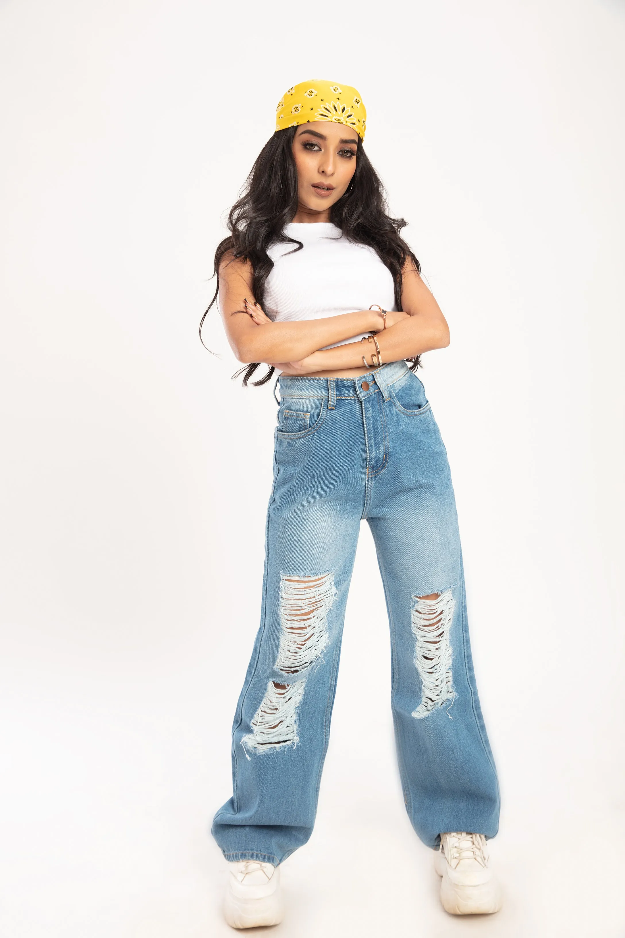 Space Out Distress Boyfriend Jeans