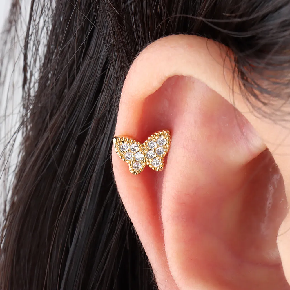 Sparkle Butterfly Stud