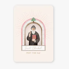 St. Charbel Prayer Card | Beige