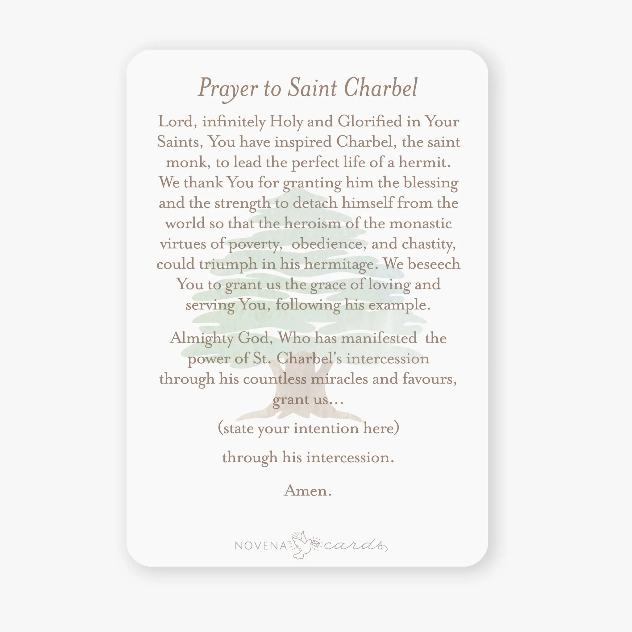 St. Charbel Prayer Card | Beige