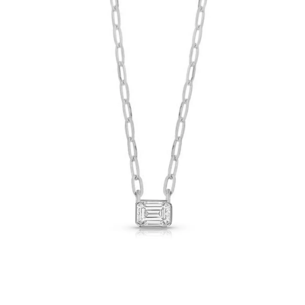 Statement Fancy Diamond Bezel Paperclip Necklace