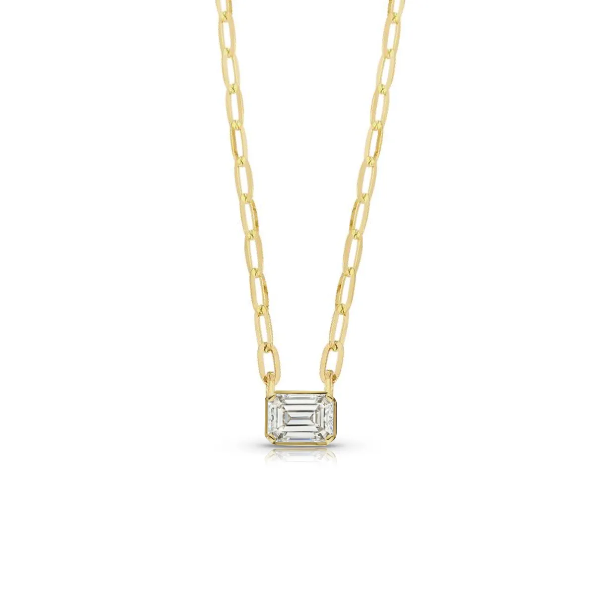 Statement Fancy Diamond Bezel Paperclip Necklace