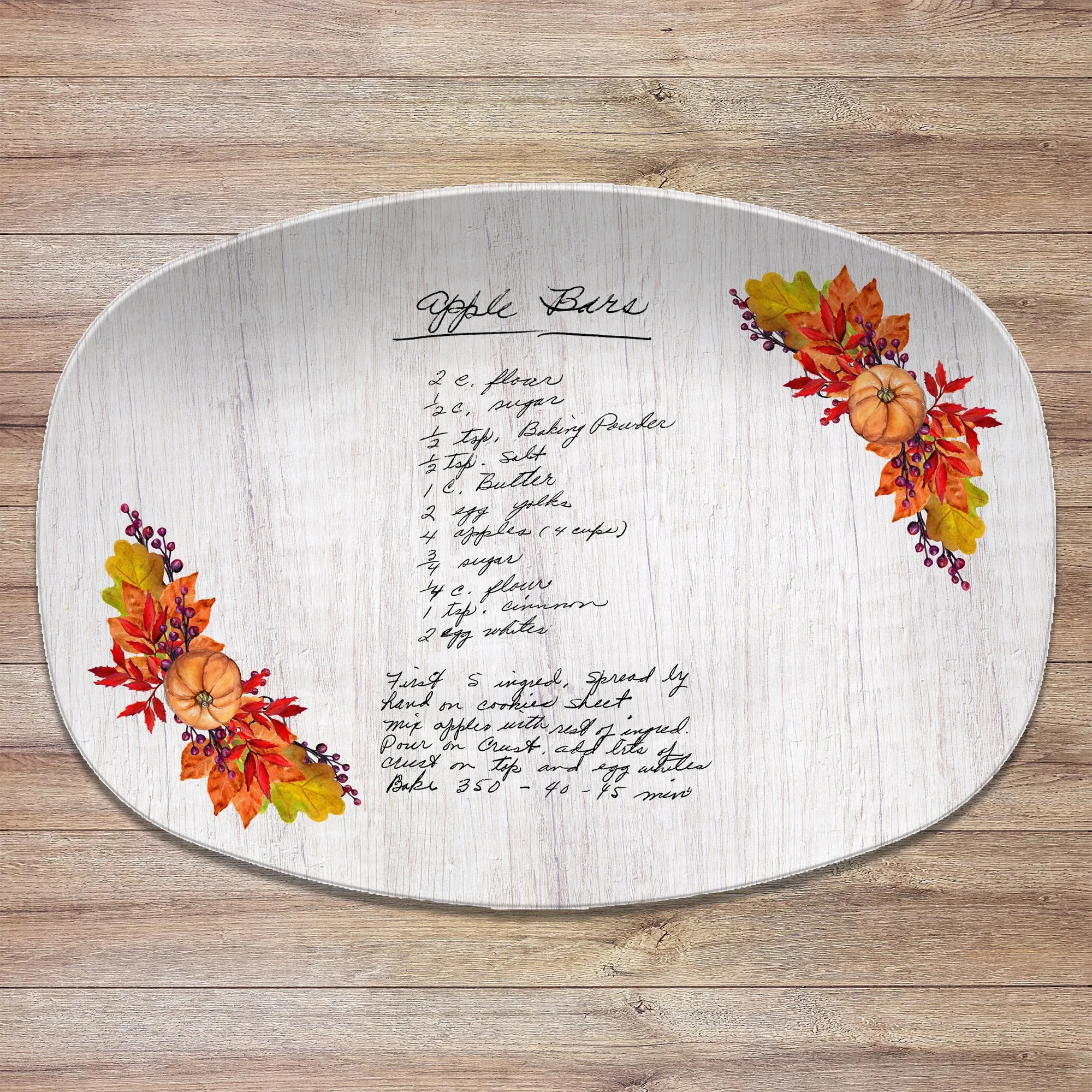 Thanksgiving Fall Handwritten Recipe Platter