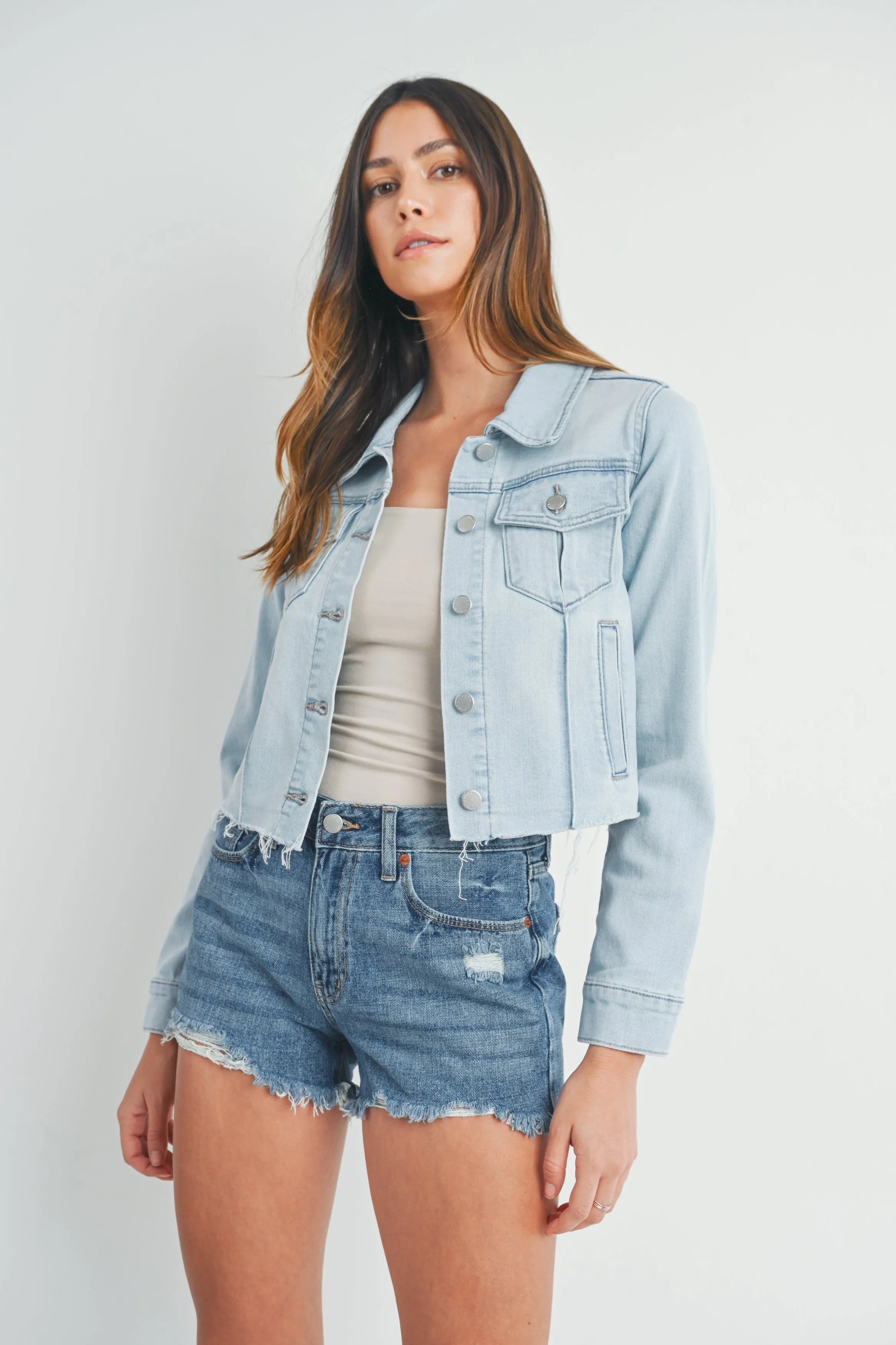 The Brittney Frayed Hem Denim Jacket