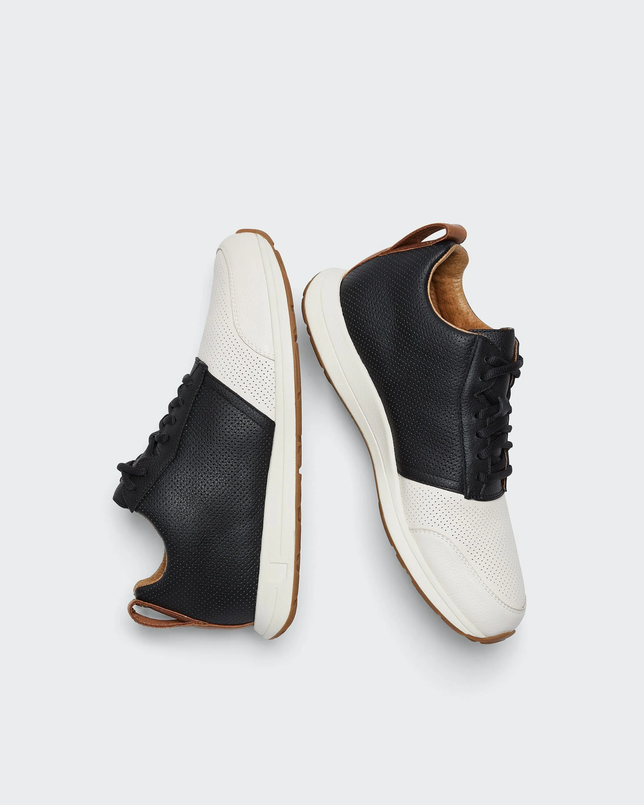 The Henry Mid Trainer / Leather / Black & White