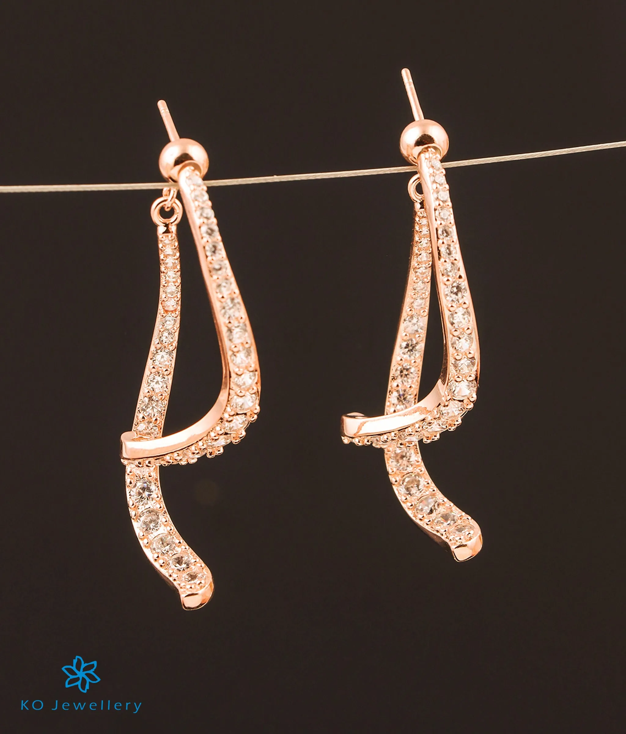 The Rochelle Silver Front & Back Rosegold Earrings