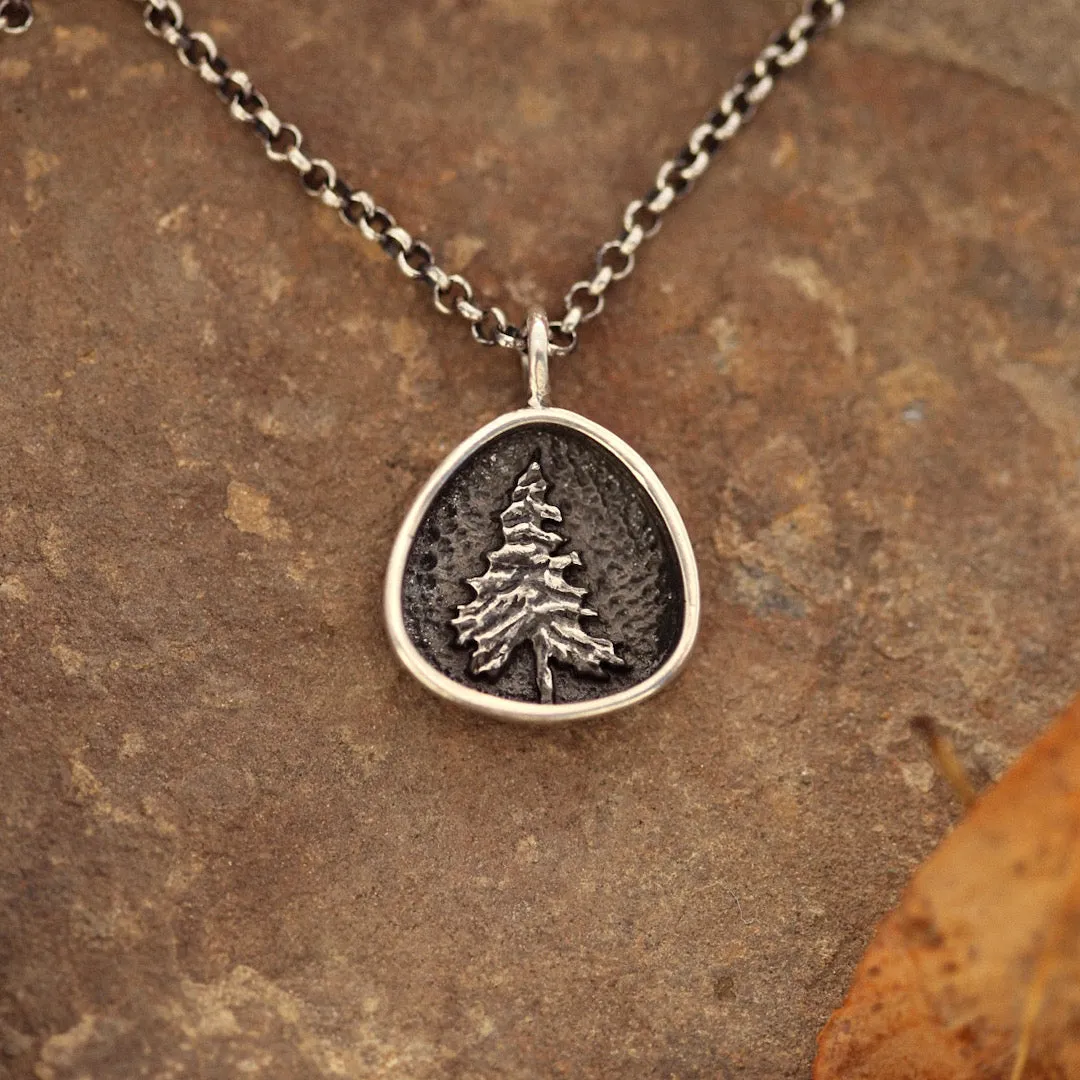 Trillion Pine Tree Necklace in Sterling Silver or Bronze