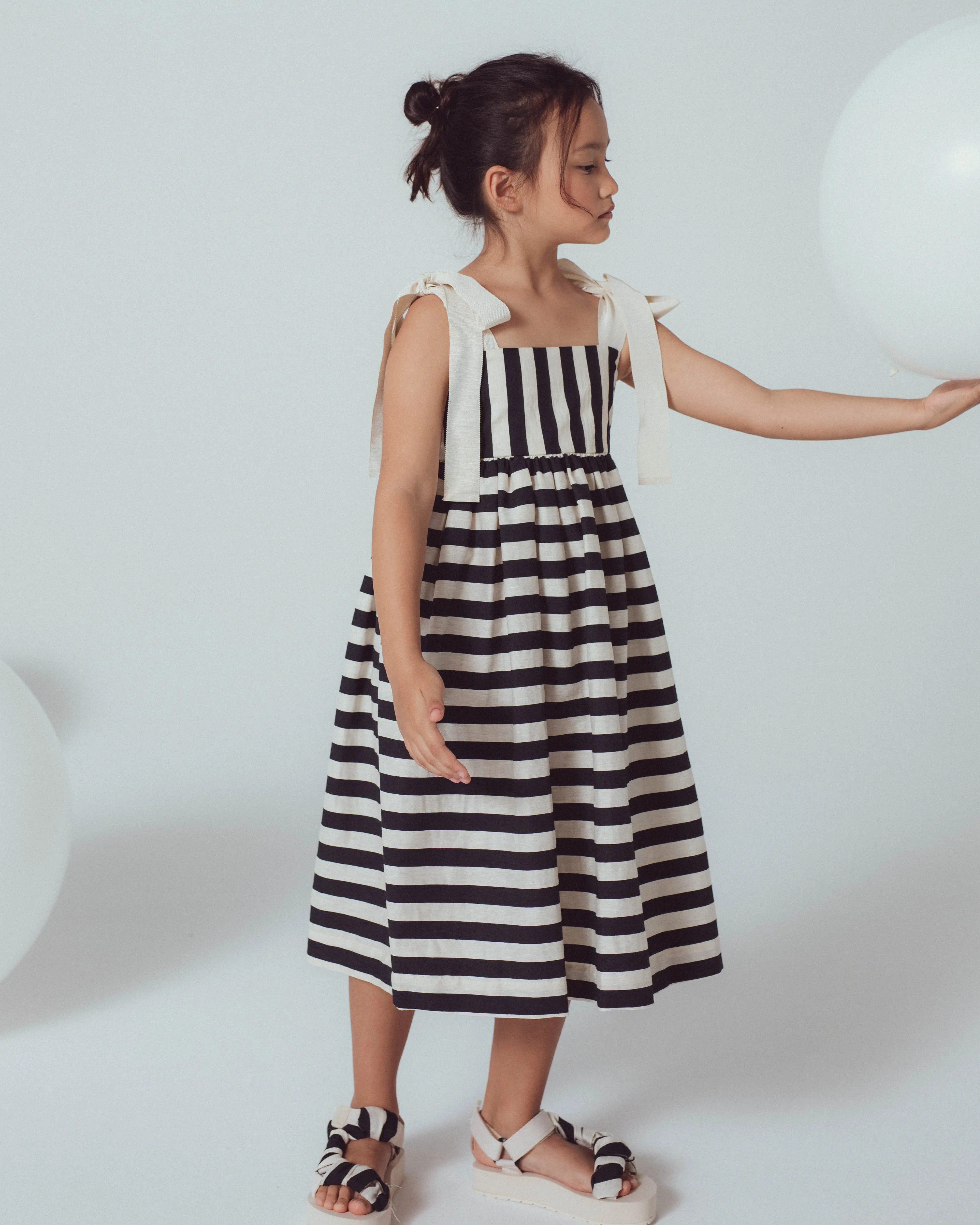 UNLABEL SS24 Paul Sleeveless Dress in Milk Stripes