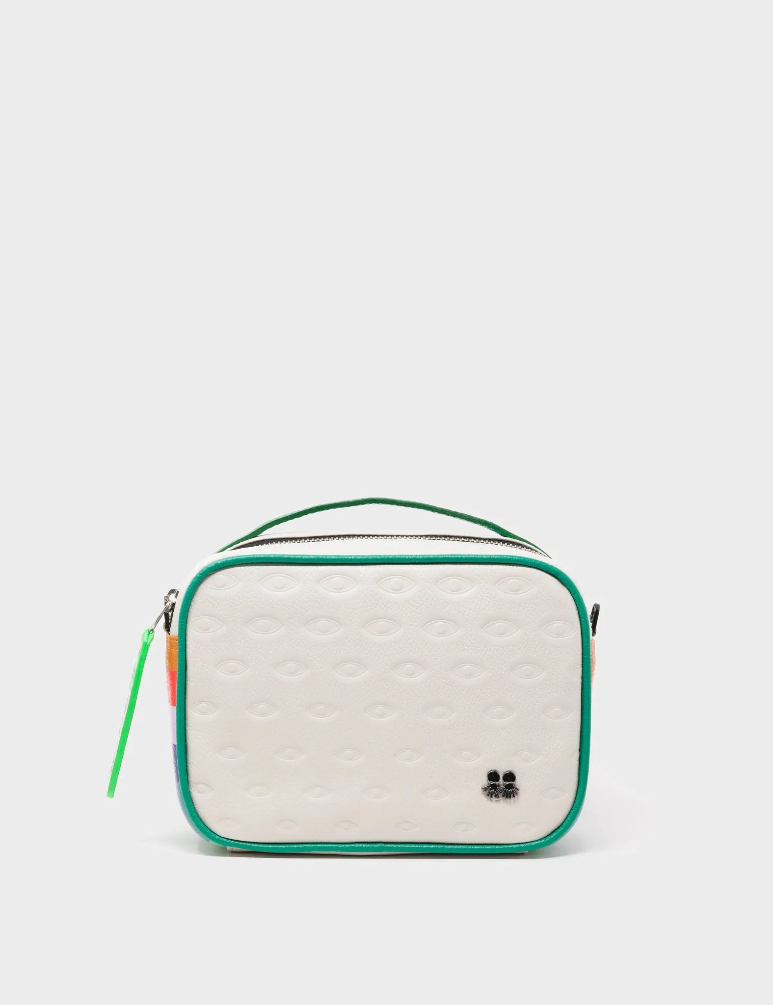 Verto Cream Leather Crossbody Bag - Eyes Pattern Debossed