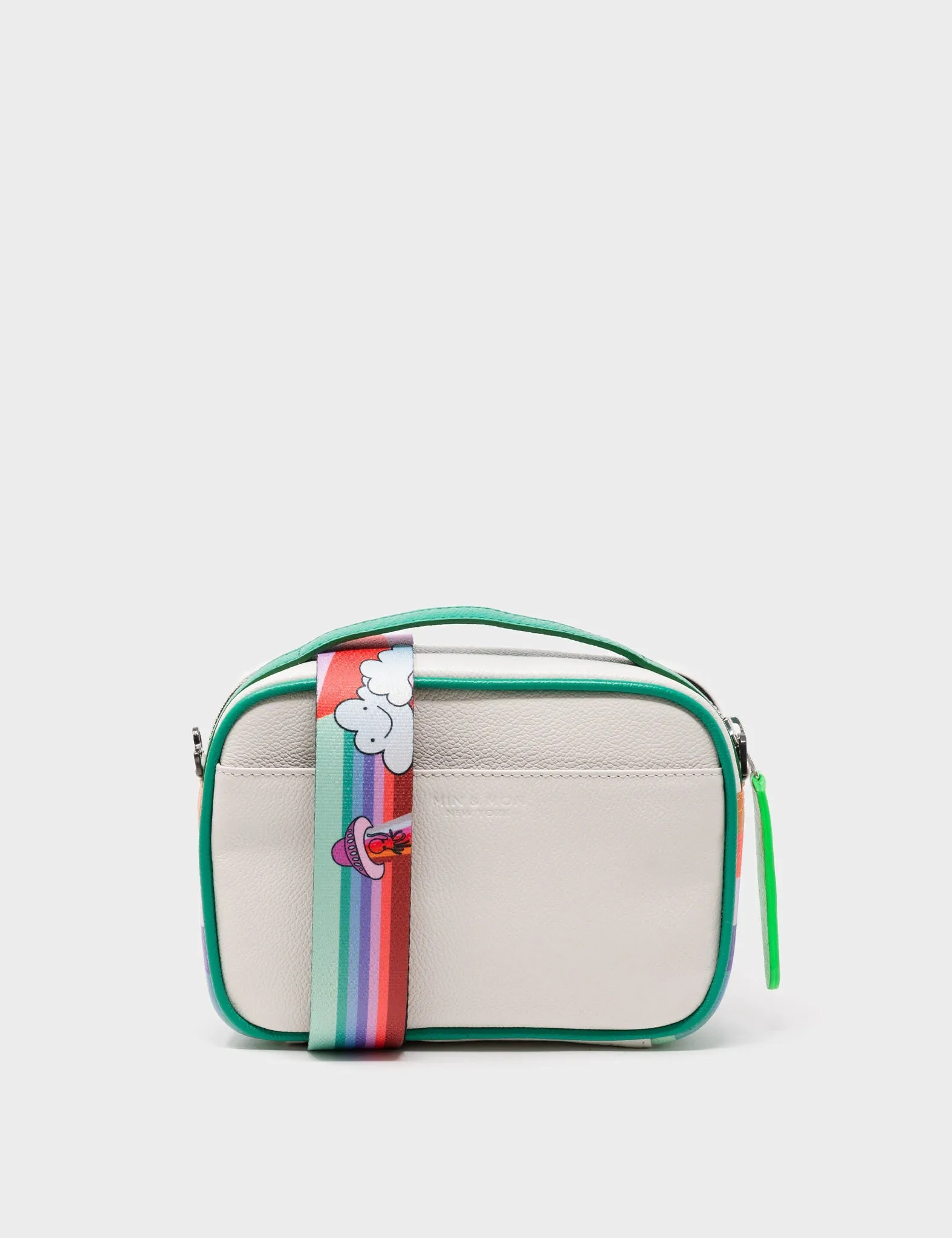 Verto Cream Leather Crossbody Bag - Eyes Pattern Debossed