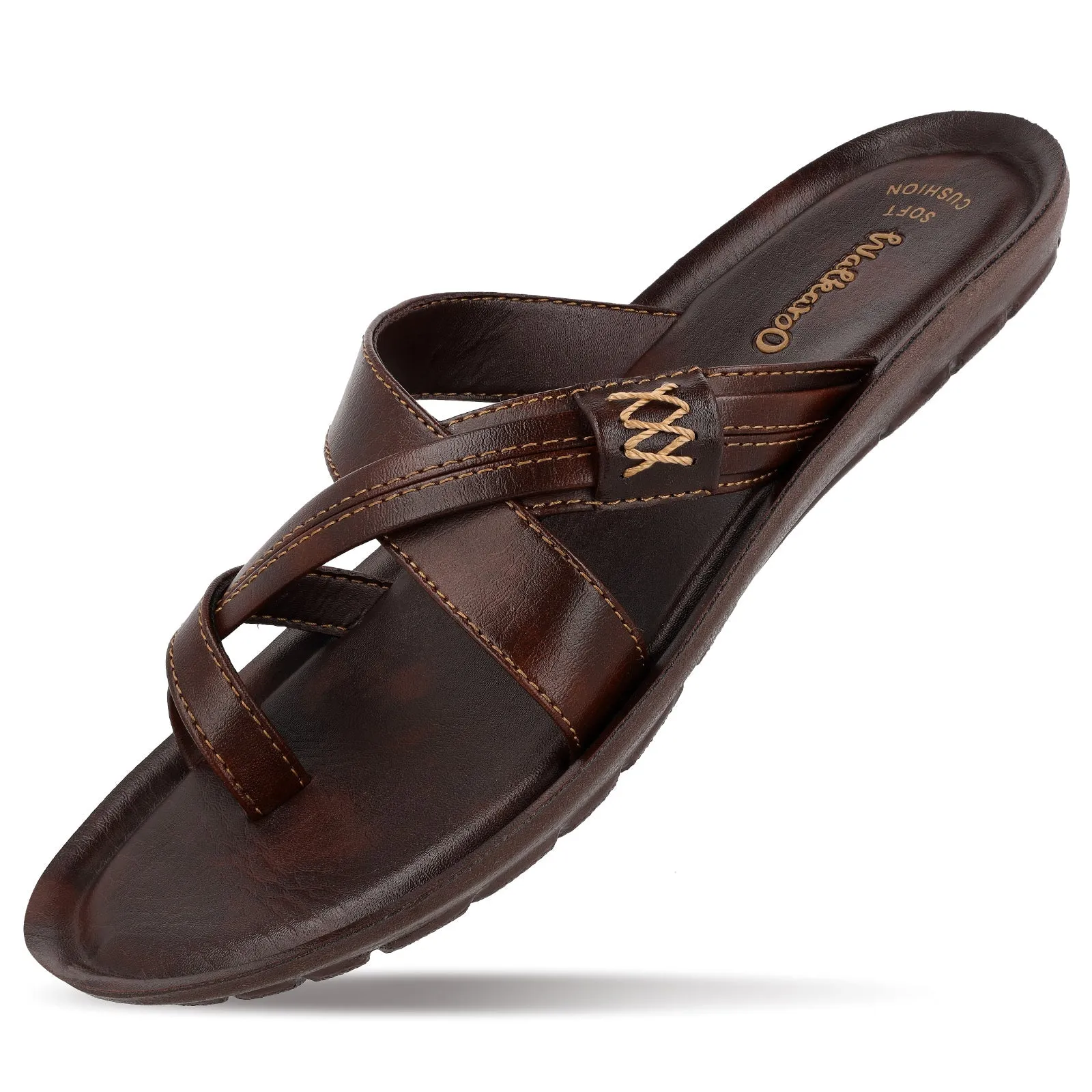 Walkaroo Boys Cross Strap Slide Sandals  - 13322 Brown