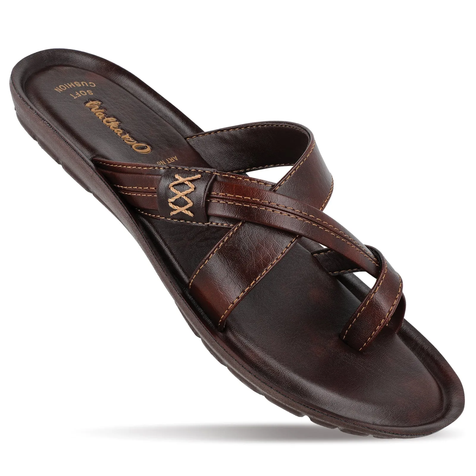 Walkaroo Boys Cross Strap Slide Sandals  - 13322 Brown