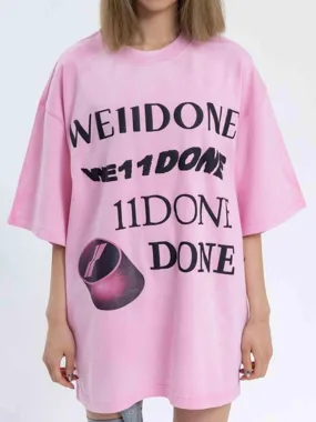 We11done Pink Washed Logo Tee