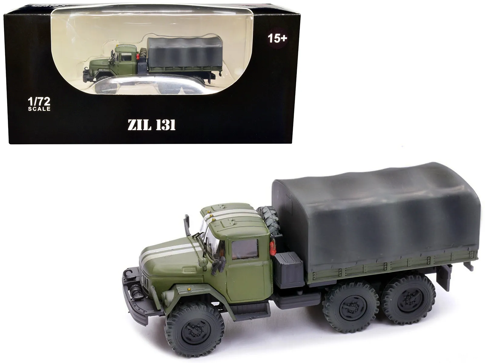 ZIL 131 Cargo Truck Green with White Stripes Ukrainian Ground Forces 1/72 Diecast Model by Legion